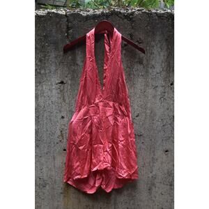 Vintage Victoria’s Secret Satin Halter Romper – Coral Pink – Size Small